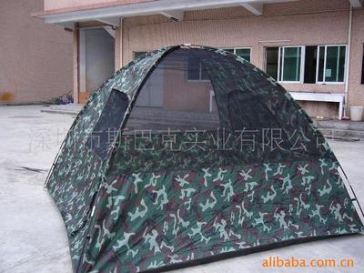 野營帳篷戶外叢林迷彩4-6人加強型露營用雙層帳篷